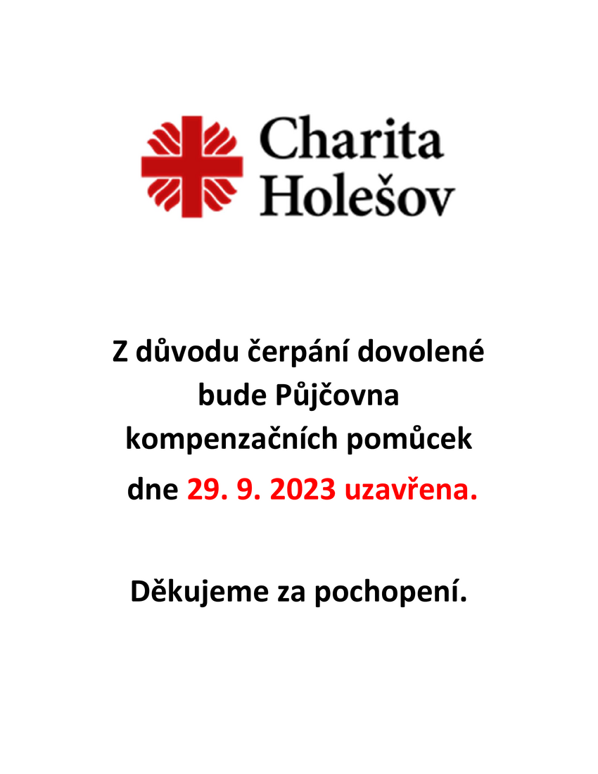 Oznámení uzavření půjčovny 29. 9. 2023 - dovolená