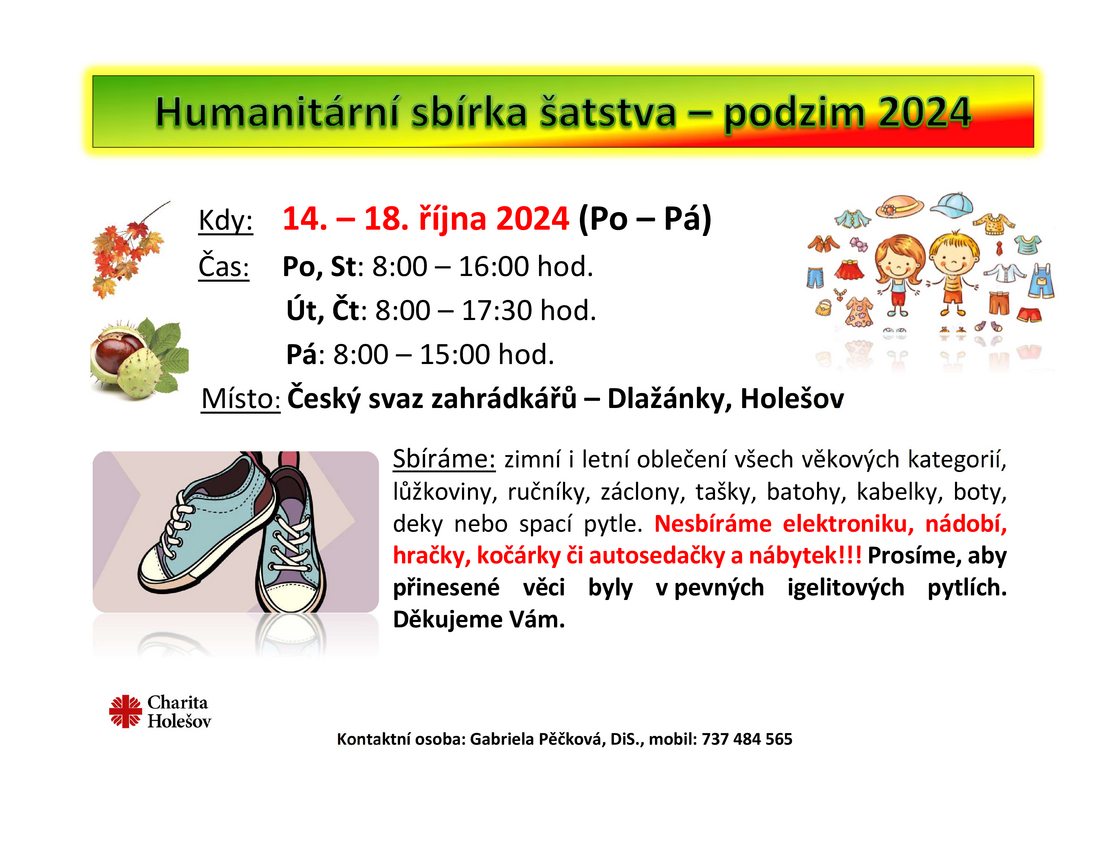 Plakátek Sbírka šatstva podzim 2024