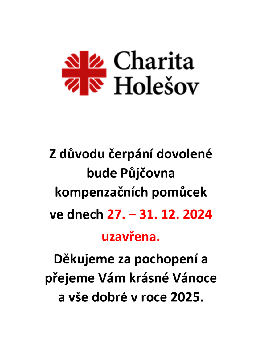 Oznámení o uzavření Půjčovny - dovolená 27. - 31. 12. 2024