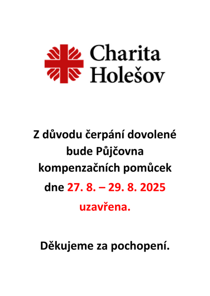 Oznámení uzavření Půjčovny - dovolená 8-2025